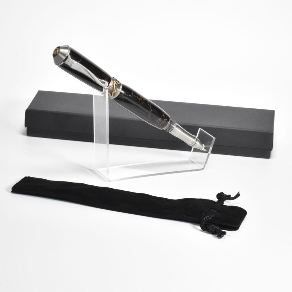 Broadwell Nouveau Sceptre Antique Pewter & Trustone Rollerball Pen w/ Box & Bag